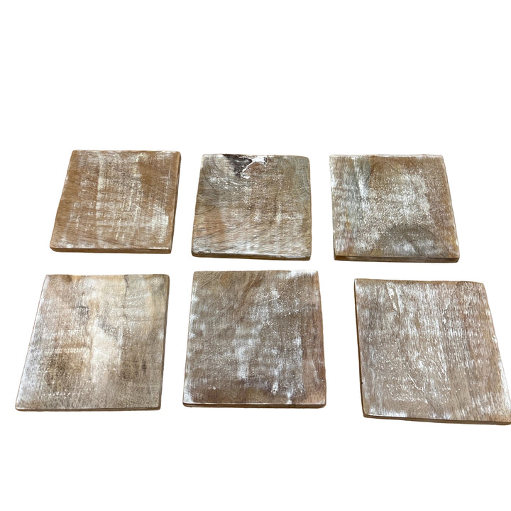 Set of 6 Wooden Coasters Leaves