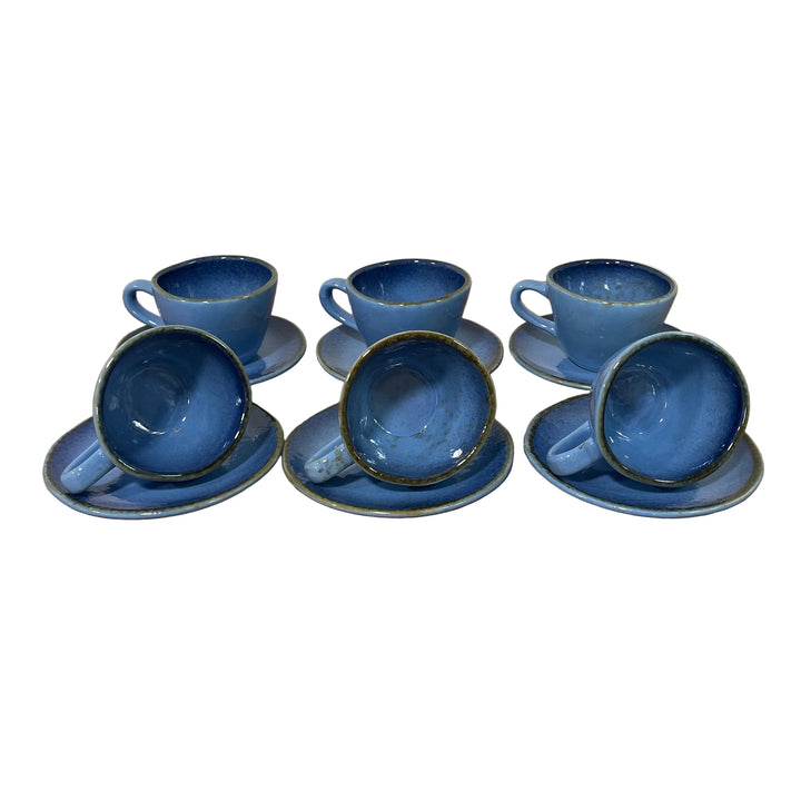 Tea Cup & Saucer Azure Blue X 6