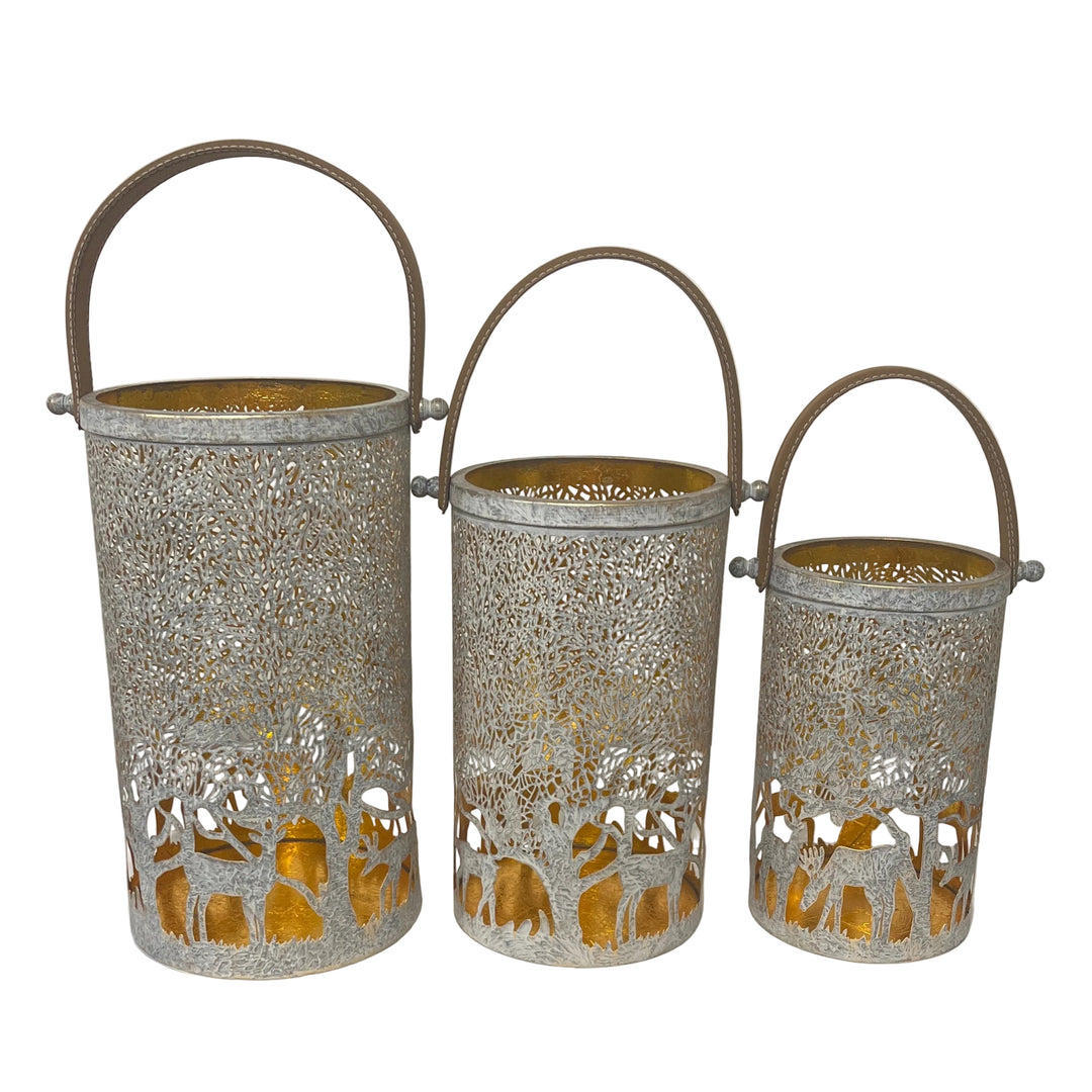 Set of 3 Deer Scenes Hurricanes Gold