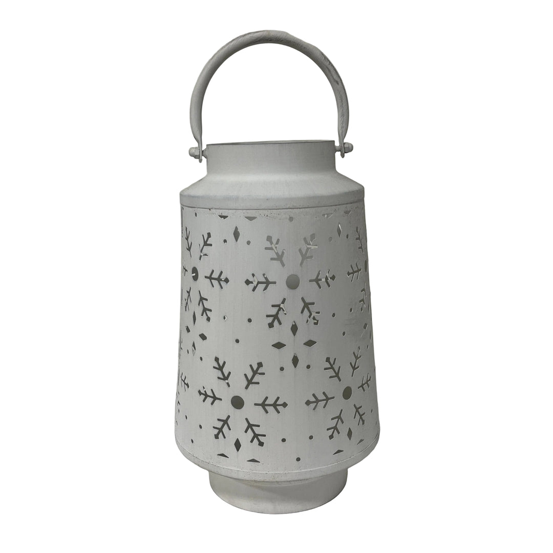 Small Metal Snowflake Lantern White