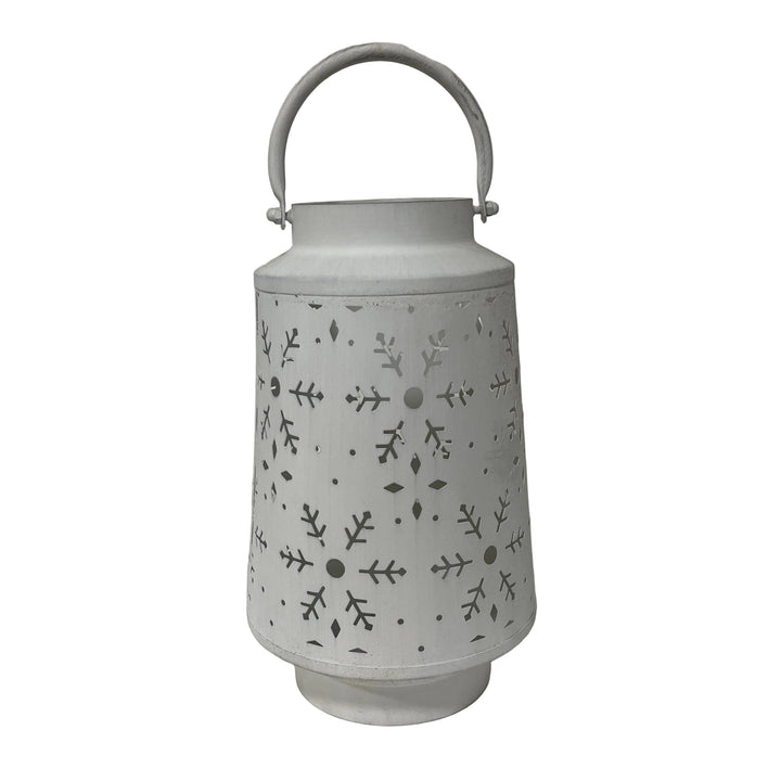 Small Metal Snowflake Lantern White