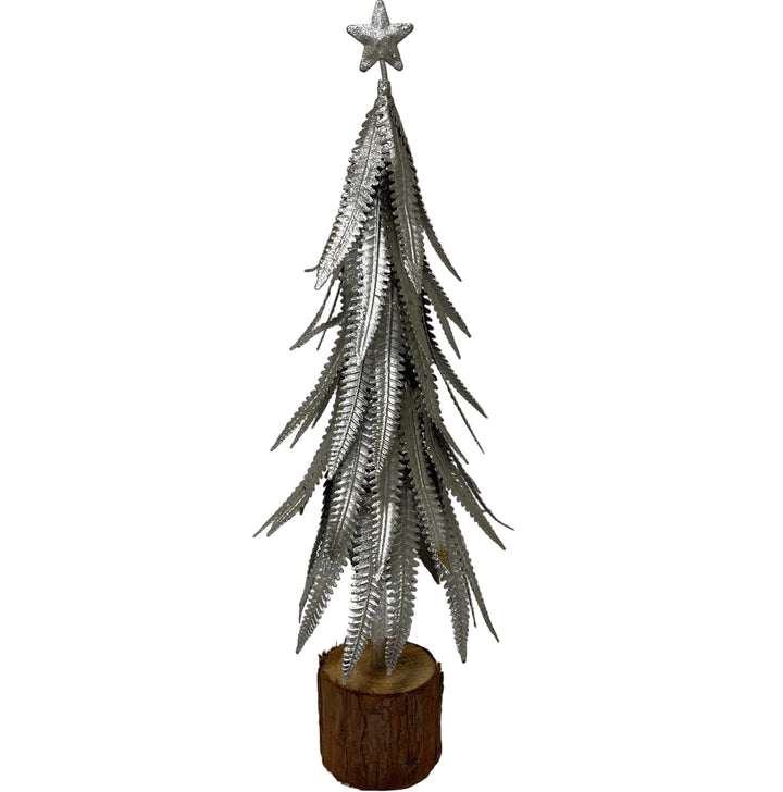Small Metal Tree on Log Base