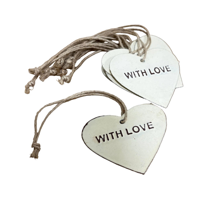 Pack of 10 Cream Metal Heart Gift Tags