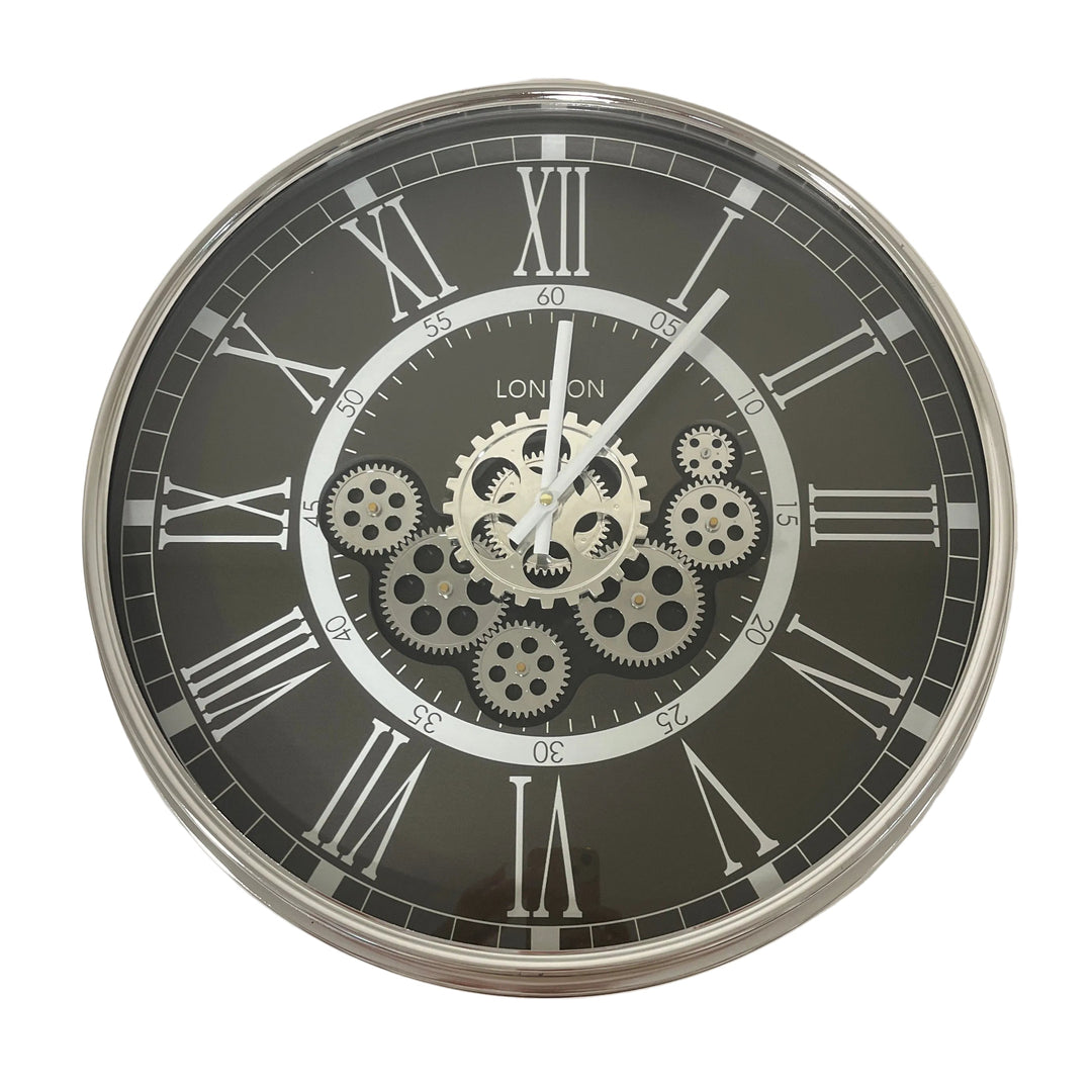 Large Cogs Clock Black