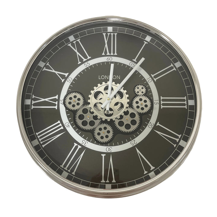 Large Cogs Clock Black
