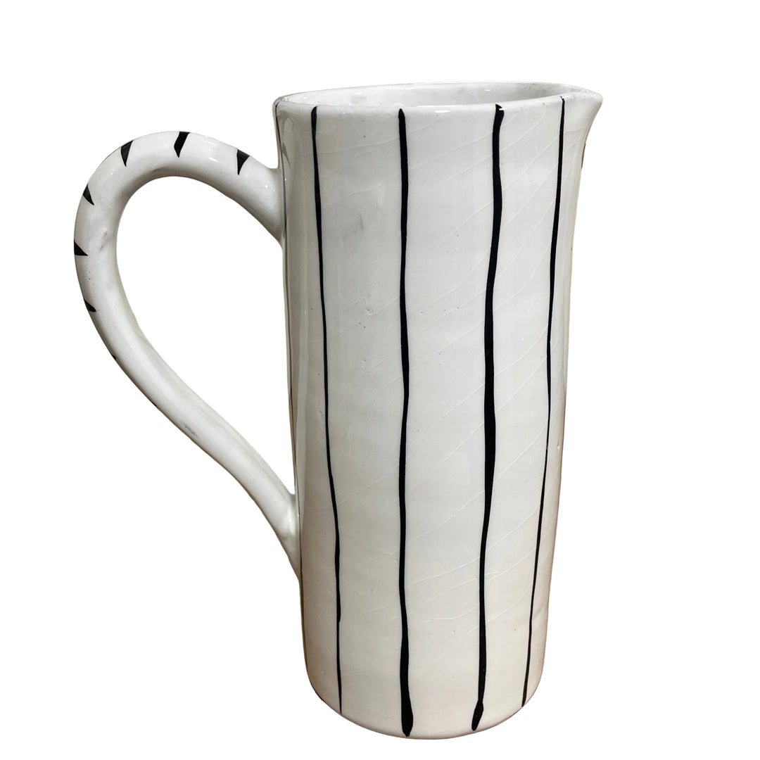 Large Tall Striped Pitcher