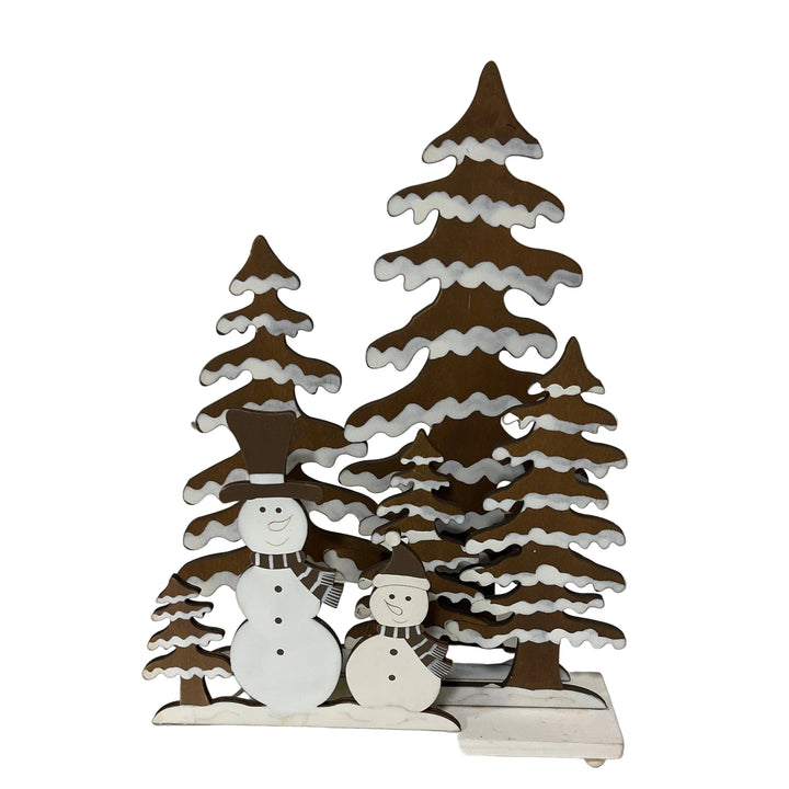 Small Wooden Snowman Christmas Scene LED