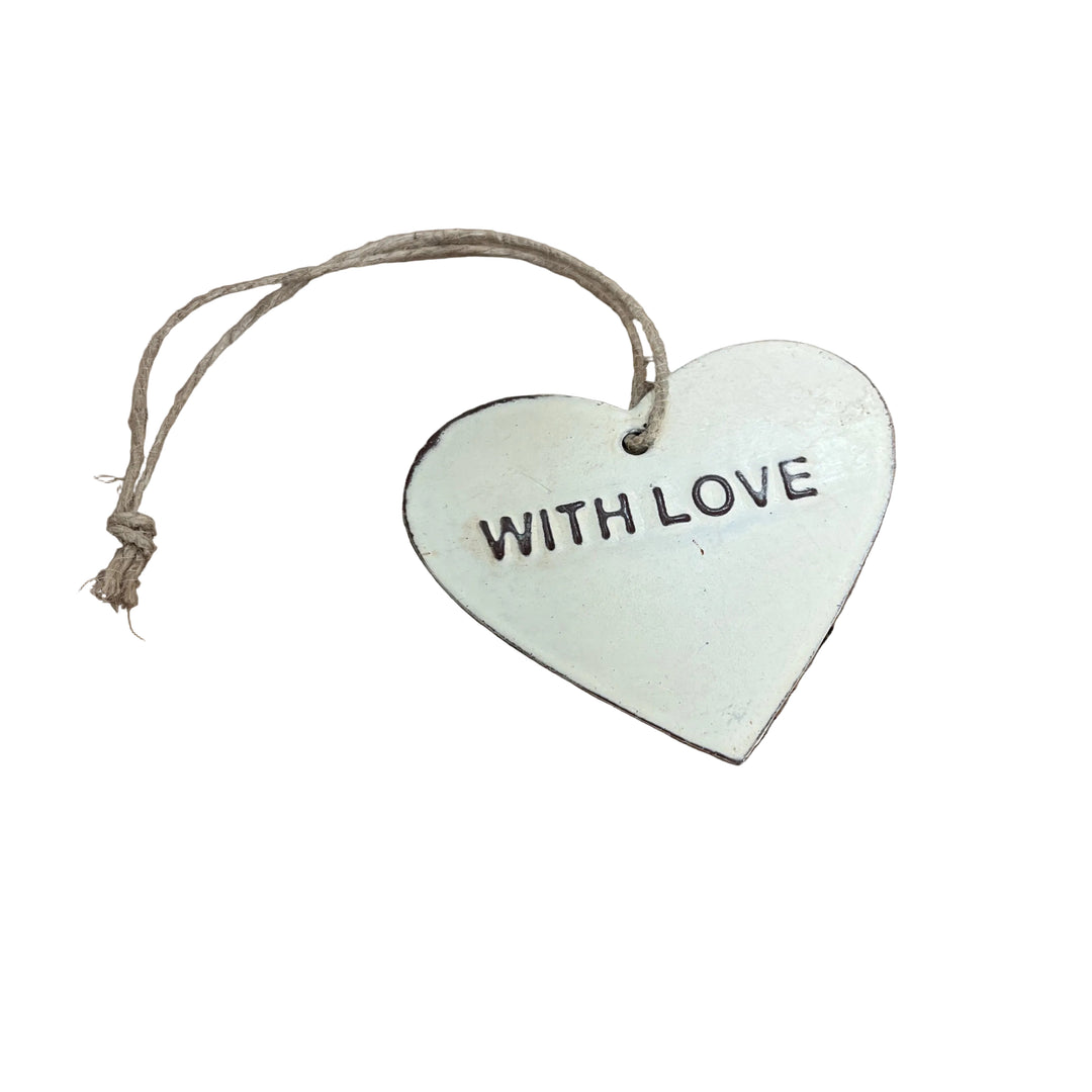 Pack of 10 Cream Metal Heart Gift Tags