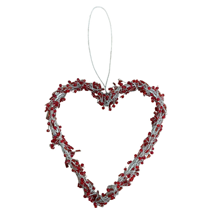 Small Wire Hanging Heart Decor Red