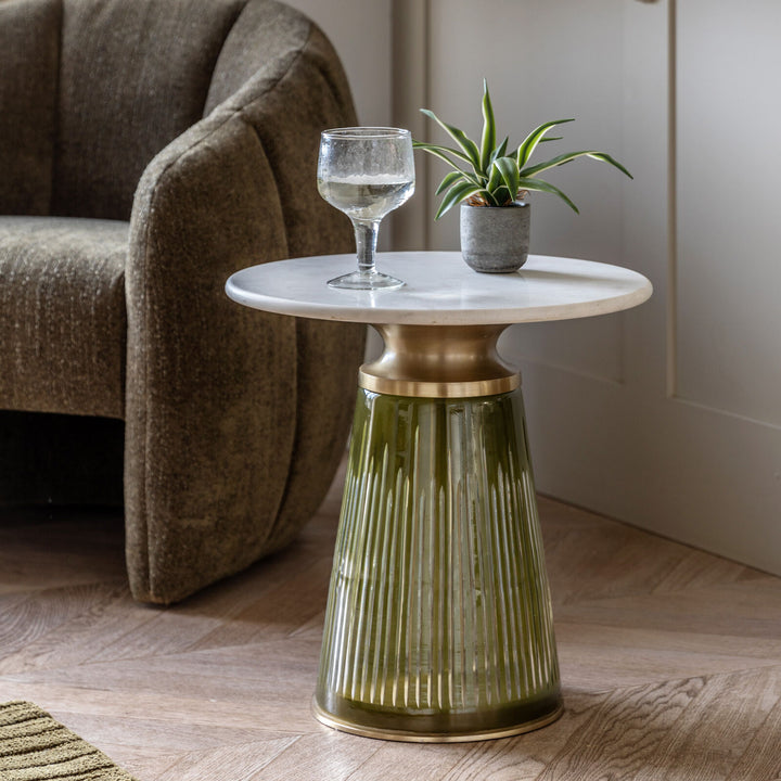 Stella Marble and Glass Side Table