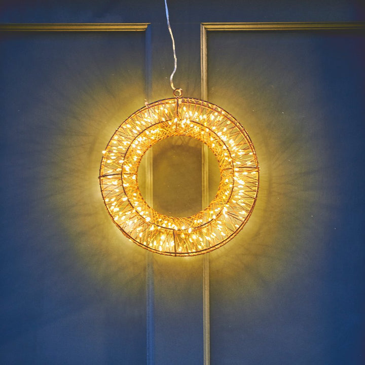 LED Copper Christmas Wreath 25cm