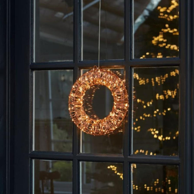 LED Copper Christmas Wreath Small