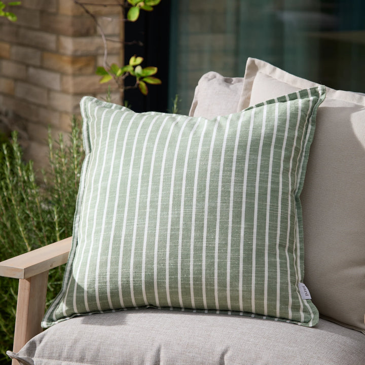 Hessle Stripe Outdoor Cushion in Eucalyptus