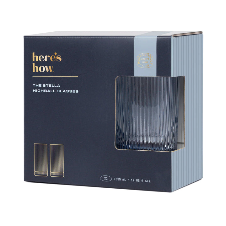 The Stella Highball Glass Set of 2 Blue