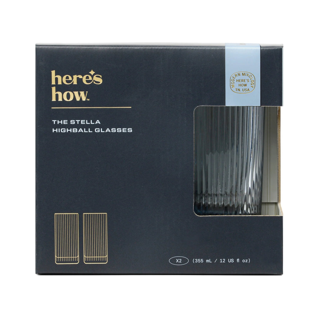 The Stella Highball Glass Set of 2 Blue