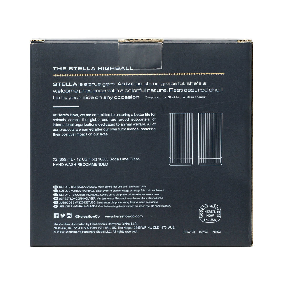 The Stella Highball Glass Set of 2 Blue