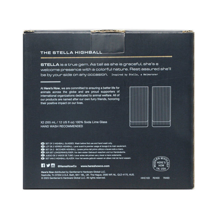 The Stella Highball Glass Set of 2 Blue