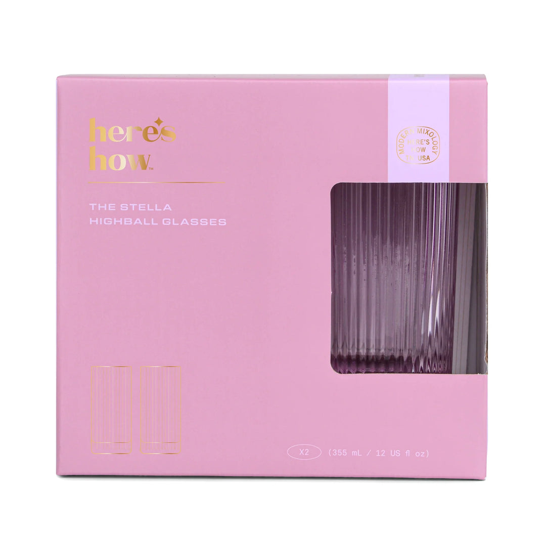 The Stella Highball Glass Set of 2 Lilac
