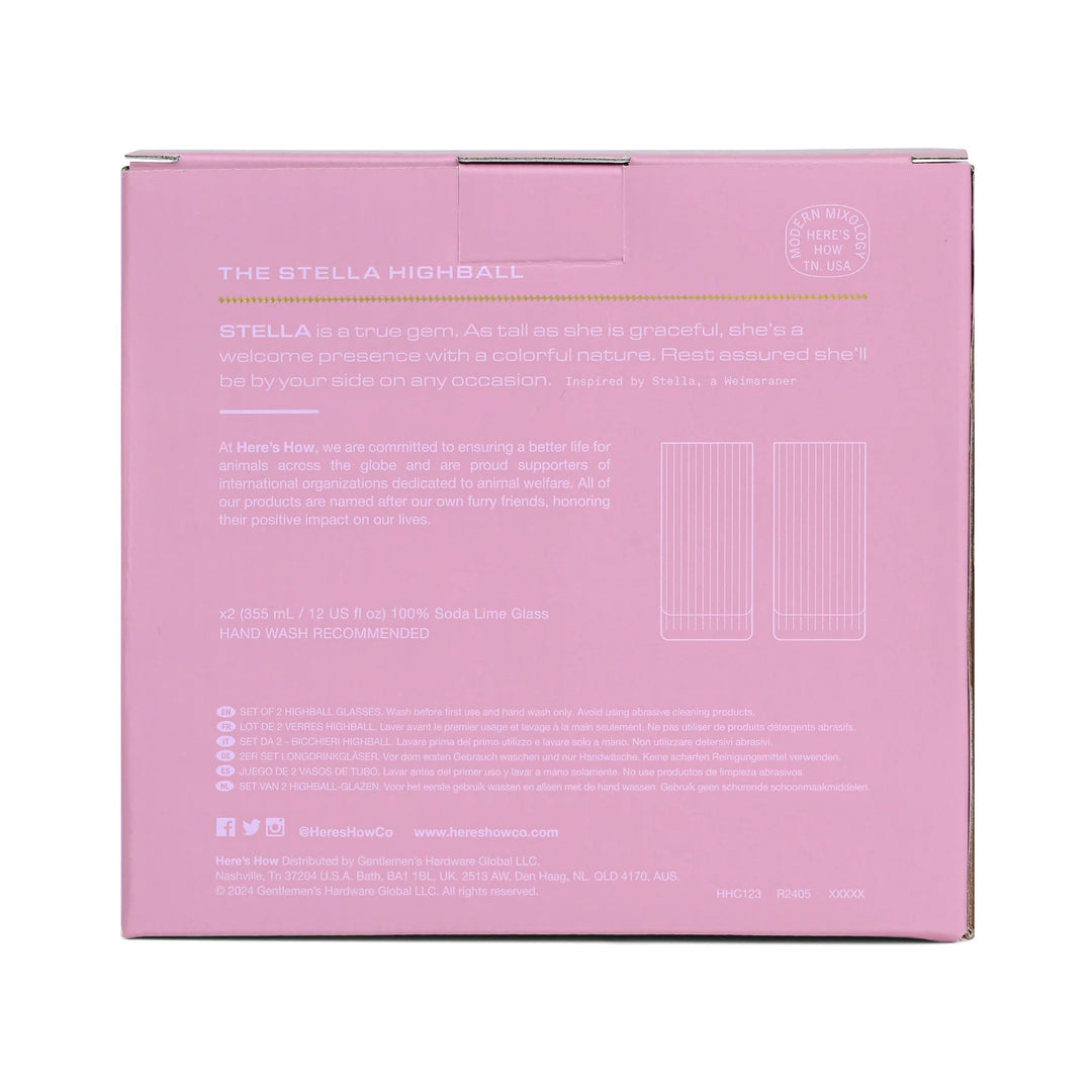 The Stella Highball Glass Set of 2 Lilac