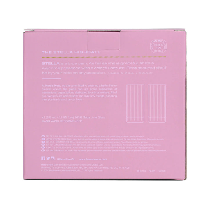 The Stella Highball Glass Set of 2 Lilac