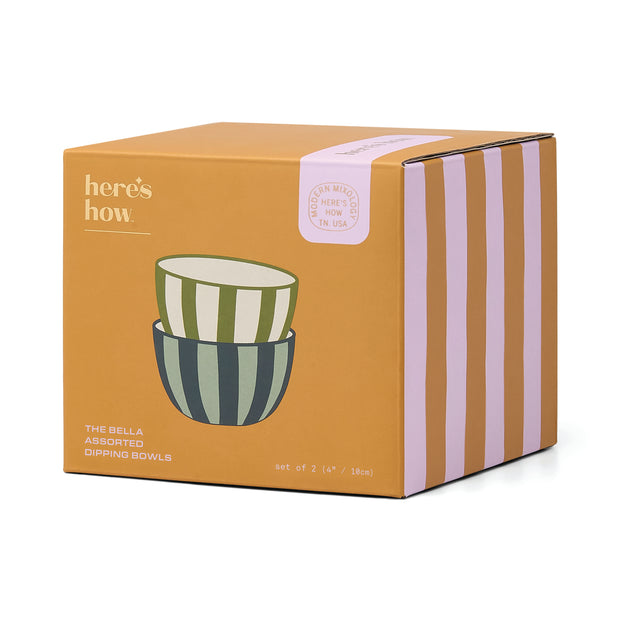 The Bella Dipping Bowls Set of 2 Olive & Blue