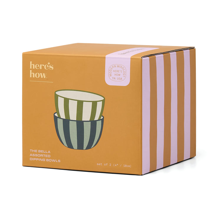 The Bella Dipping Bowls Set of 2 Olive & Blue