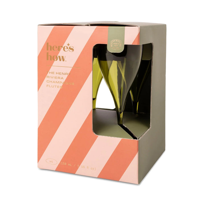 The Henry Champagne Acrylic Glasses Set of 4 in Olive