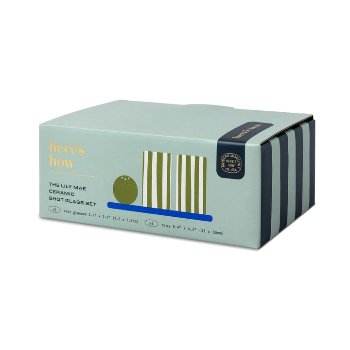 The Lily Mae Ceramic Tequila Shot Glass Set in Cobalt/Olive