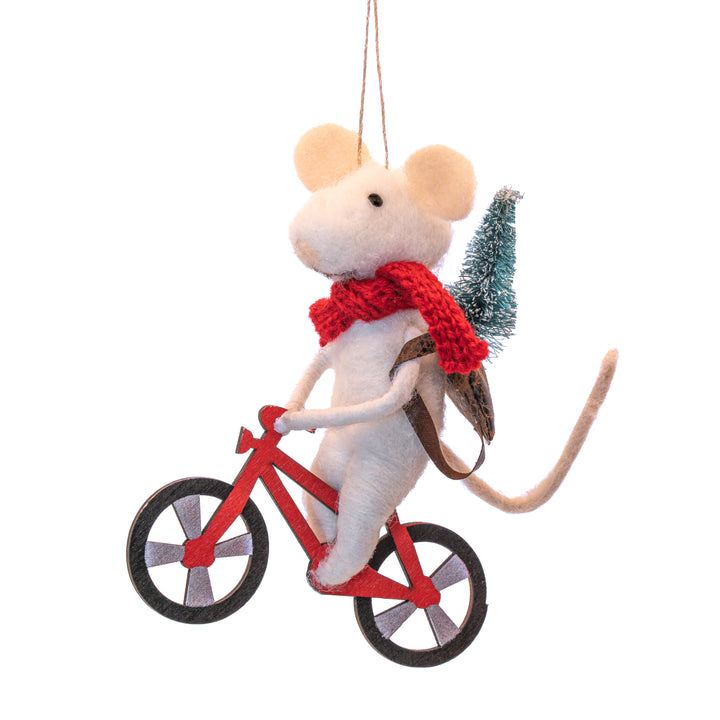 Bicycle Delivery Mouse Felt Decoration