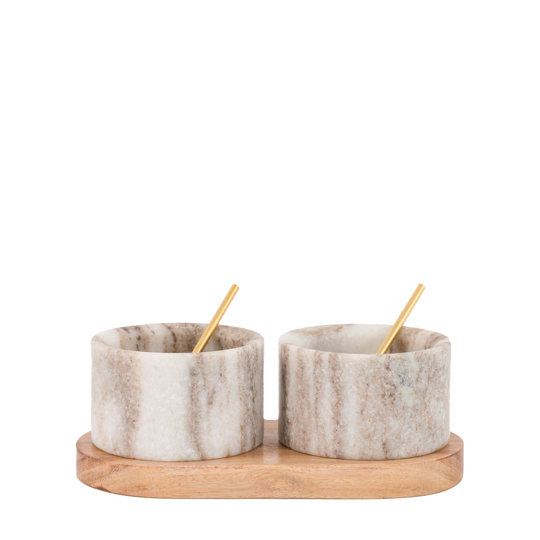 Novi Spoon and Pinch Pot in Beige Marble