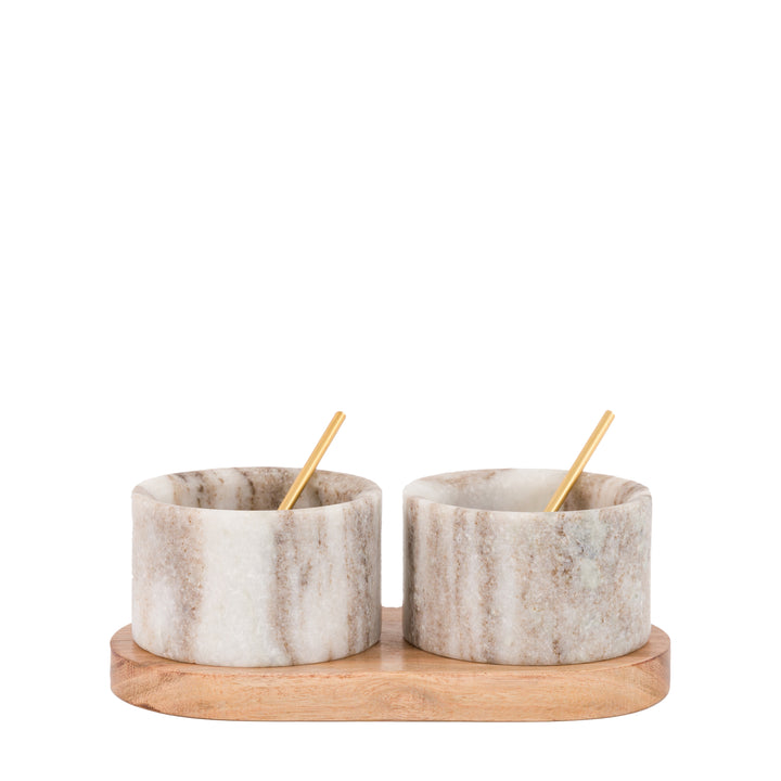 Novi Spoon and Pinch Pot in Beige Marble