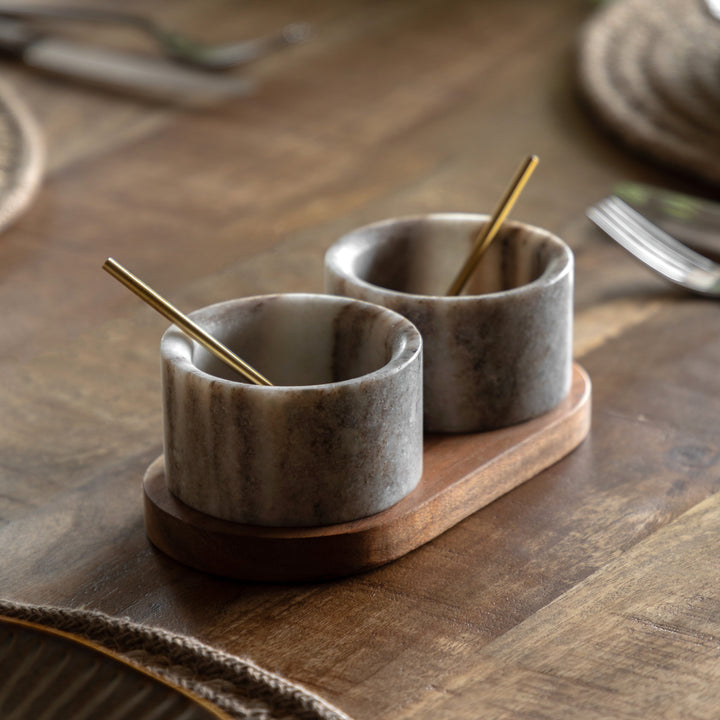Novi Spoon and Pinch Pot in Beige Marble
