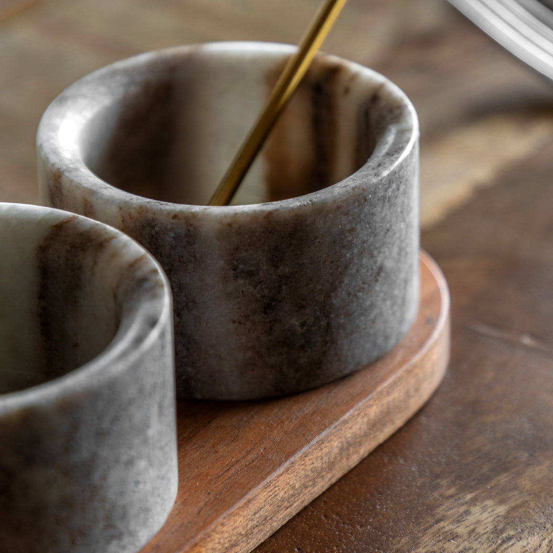 Novi Spoon and Pinch Pot in Beige Marble