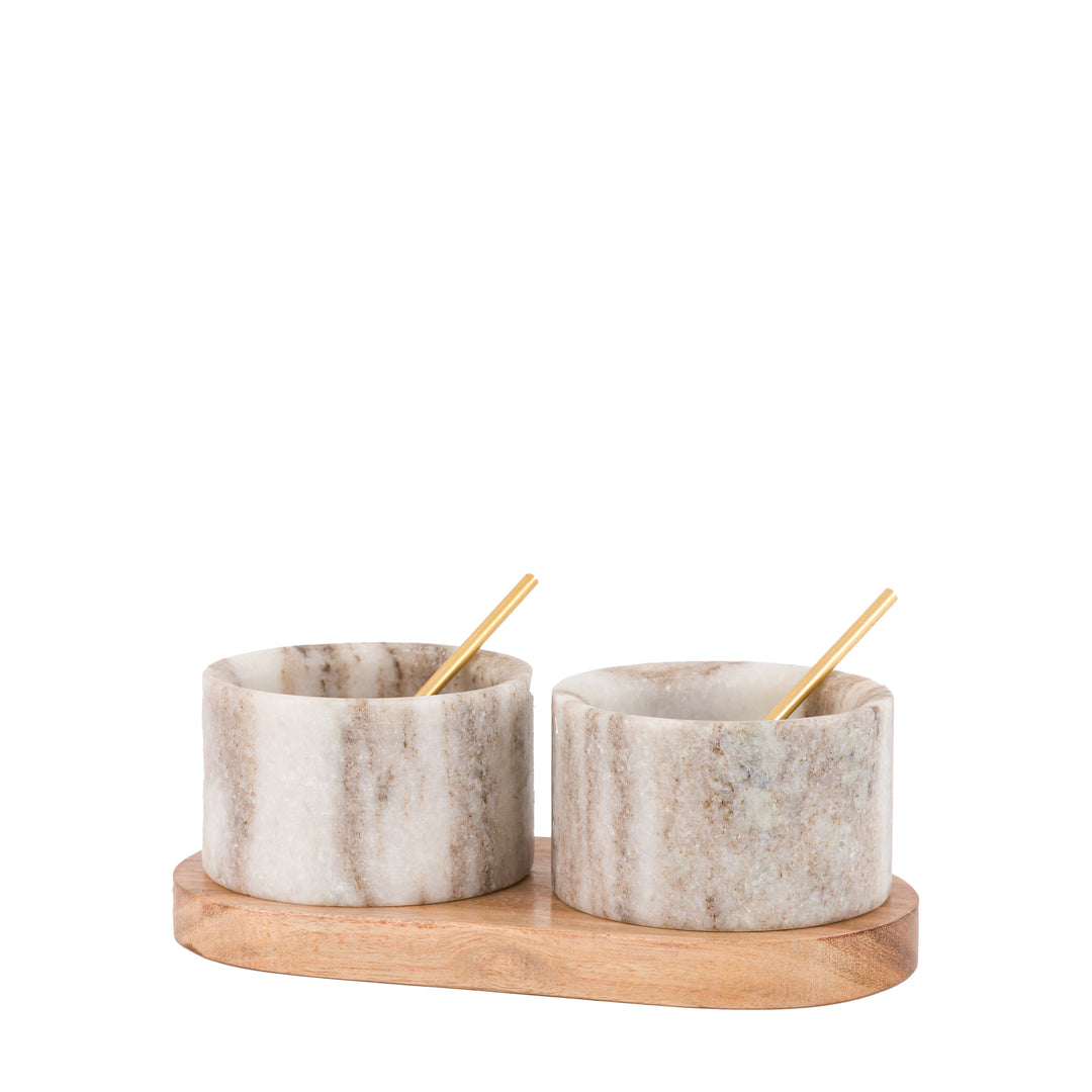 Novi Spoon and Pinch Pot in Beige Marble