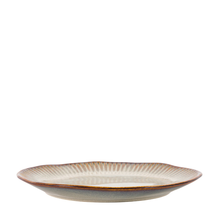 Set of 4 Organic Ridged Dinner Plates in Stone