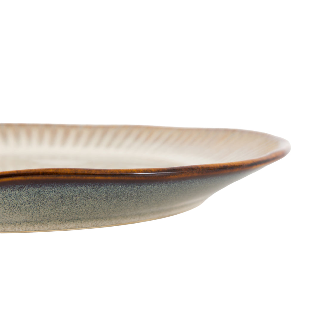 Set of 4 Organic Ridged Dinner Plates in Stone