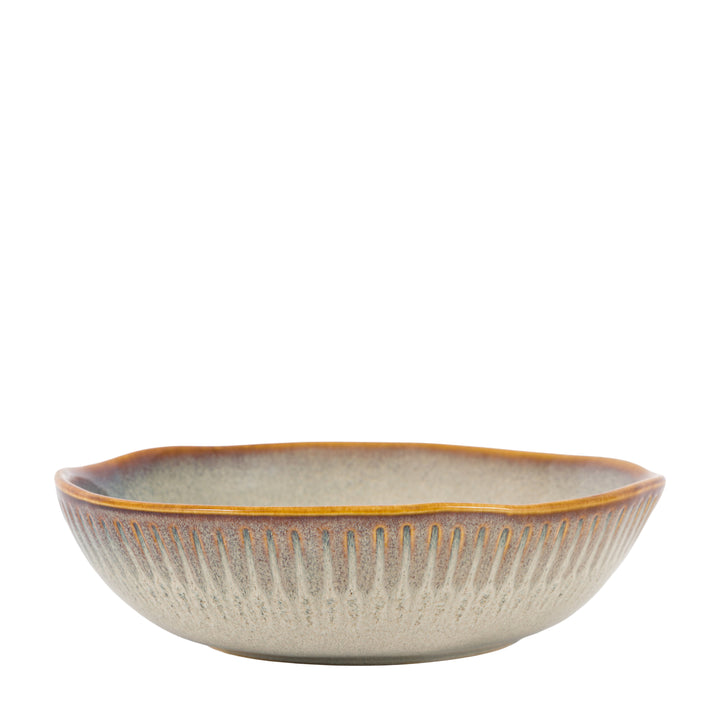 Set of 4 Organic Ridged Pasta Bowl in Stone