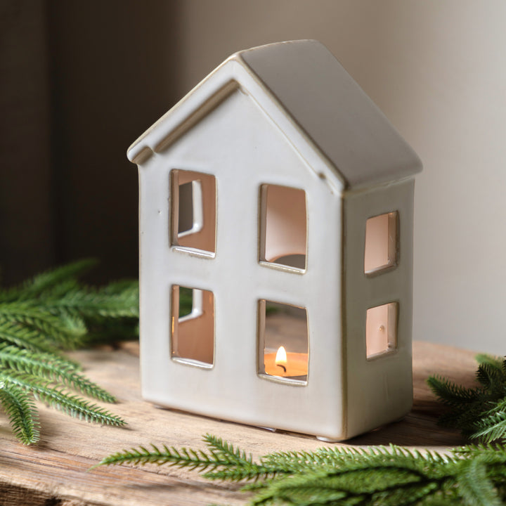 Pearly White Houses Tealight Holder