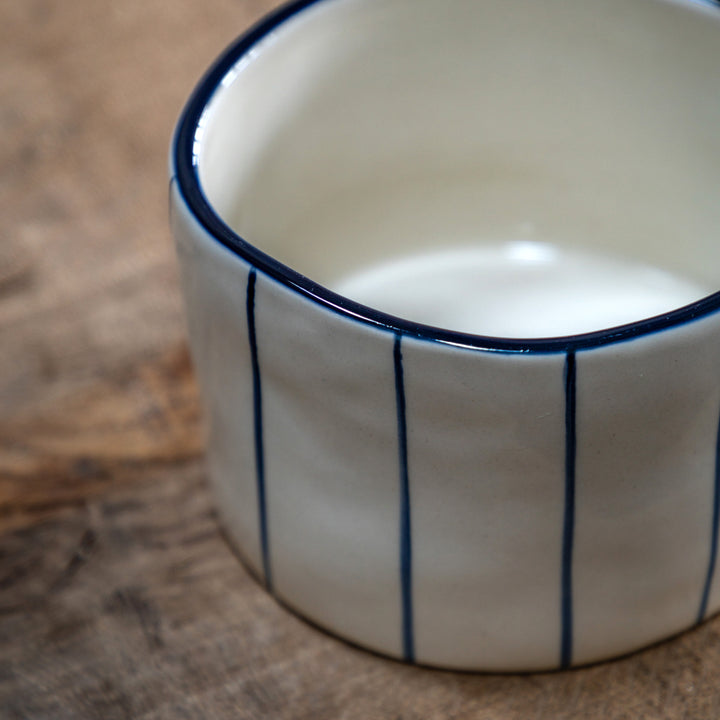 Set of 4 Organic Stripe Mugs in Blue