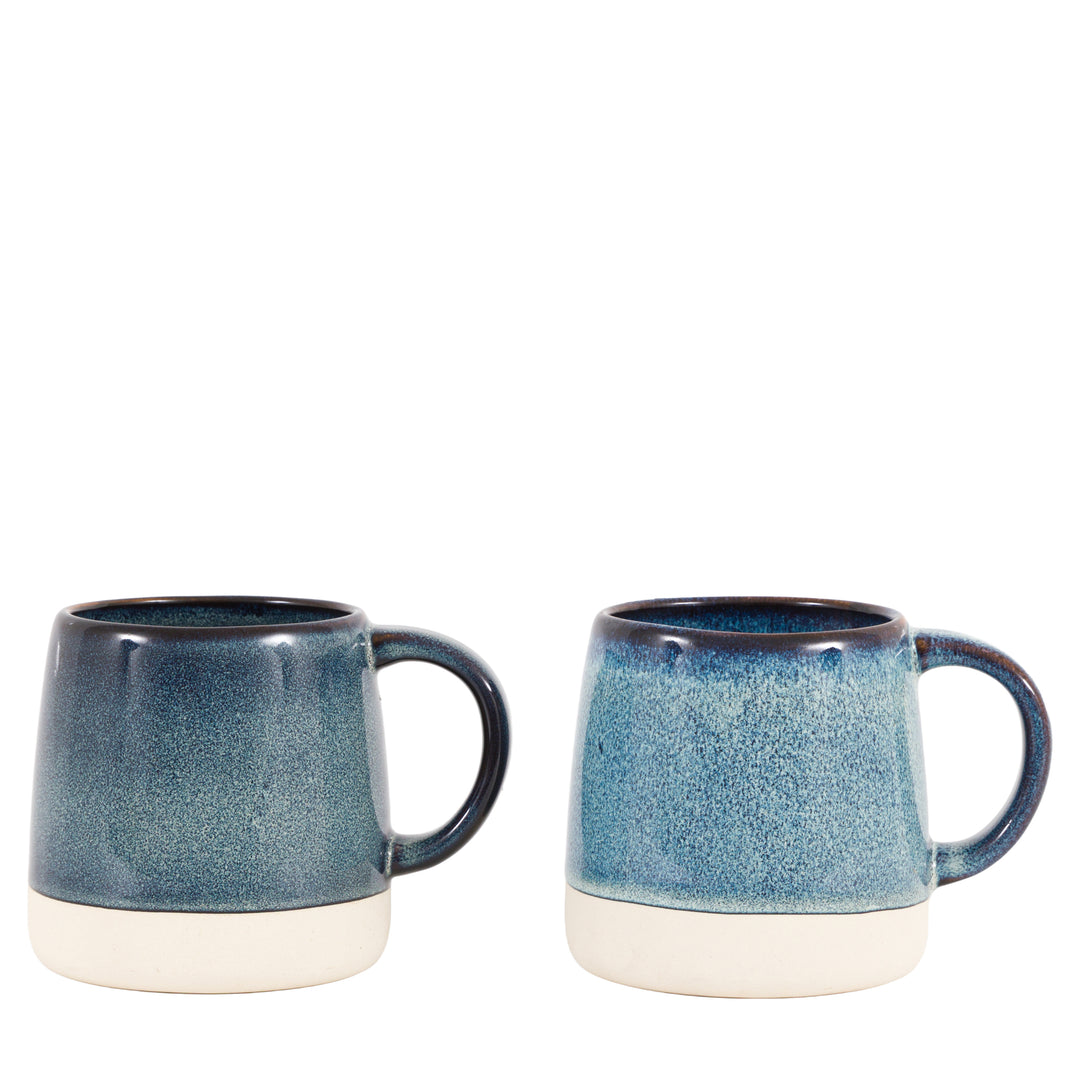 Set of 4 Reactive Glaze Mugs in Ink Blue