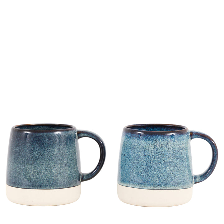 Set of 4 Reactive Glaze Mugs in Ink Blue