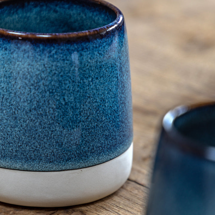 Set of 4 Reactive Glaze Mugs in Ink Blue