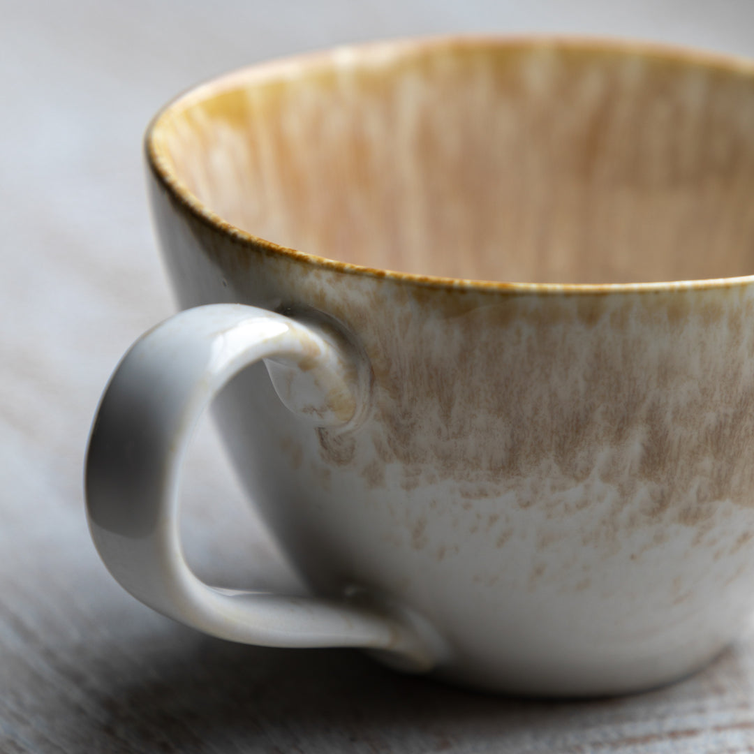 Set of 4 Reactive Organic Mugs in Camel
