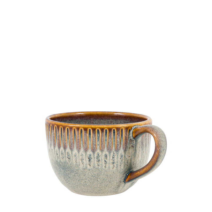 Set of 4 Organic Ridged Mugs in Stone