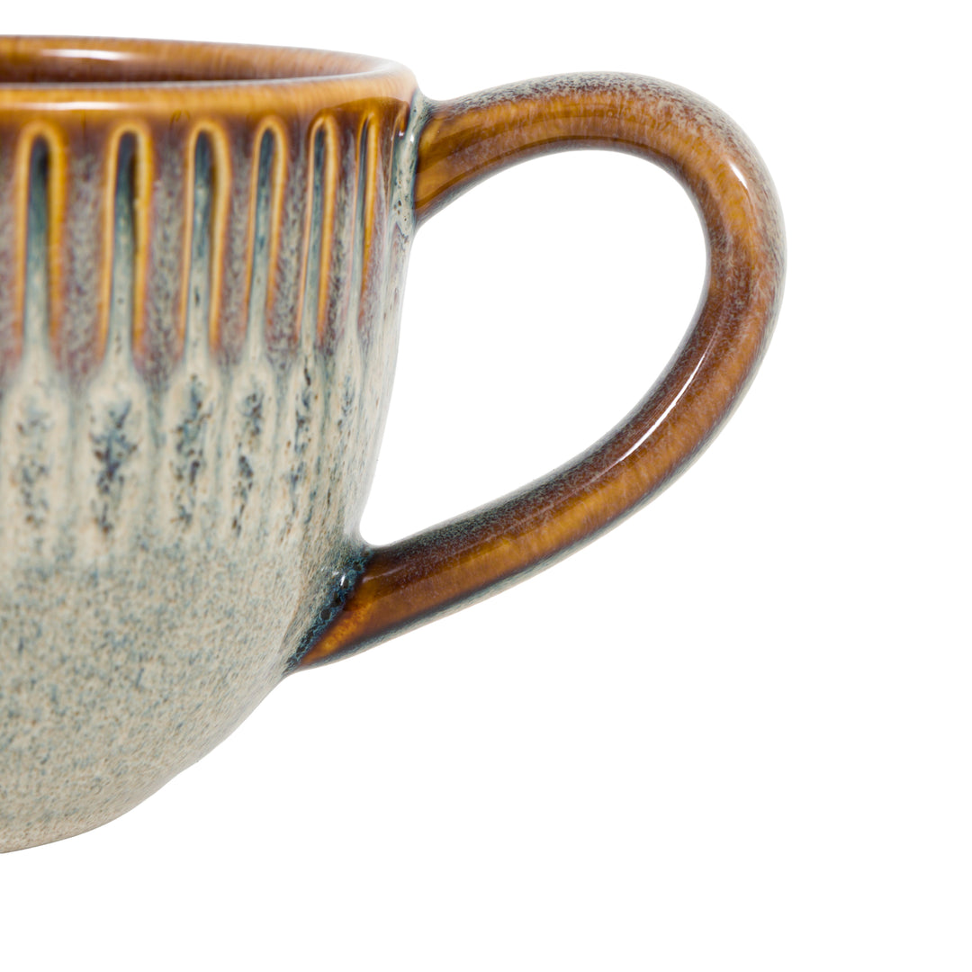 Set of 4 Organic Ridged Mugs in Stone
