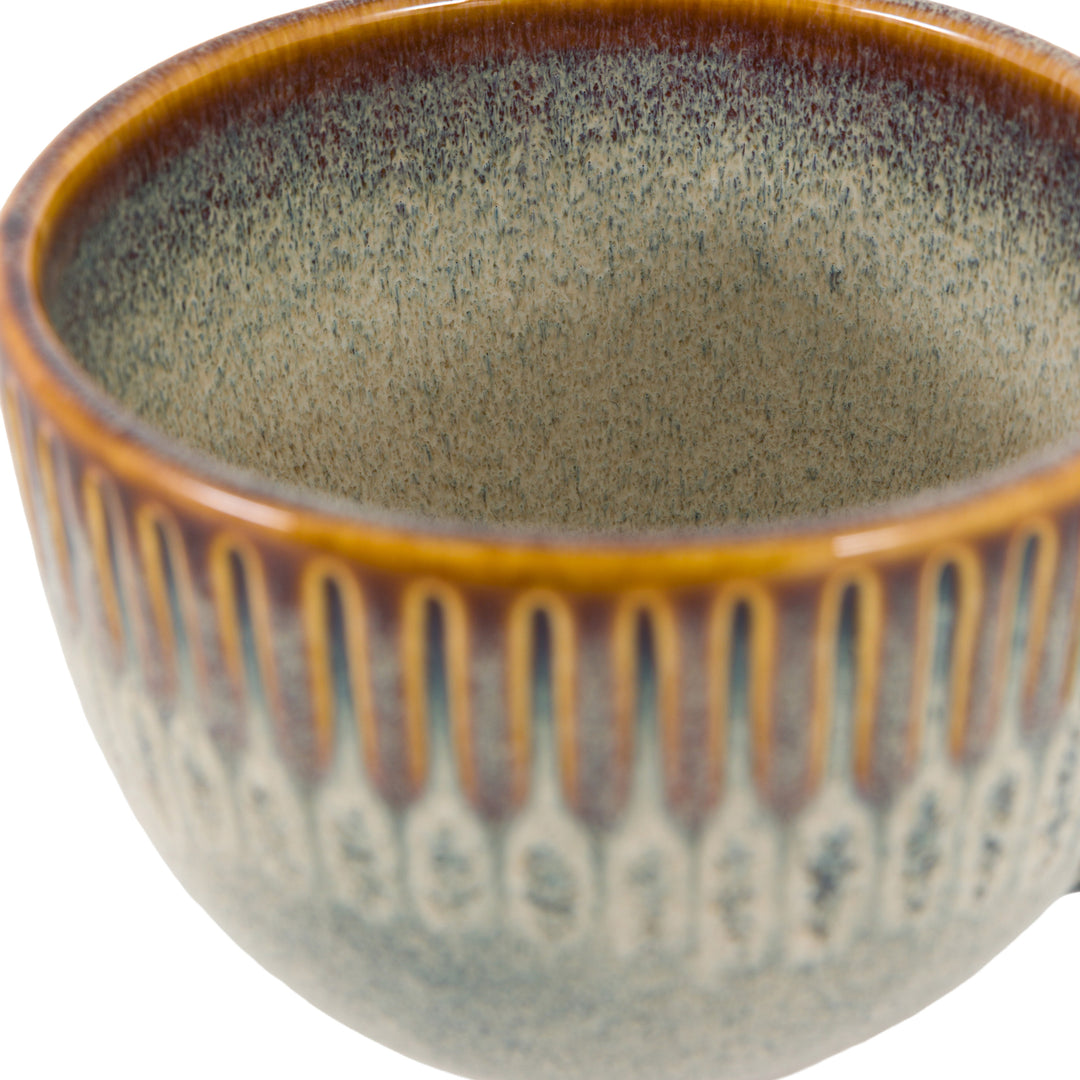 Set of 4 Organic Ridged Mugs in Stone