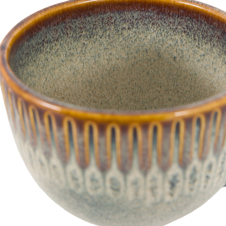 Set of 4 Organic Ridged Mugs in Stone