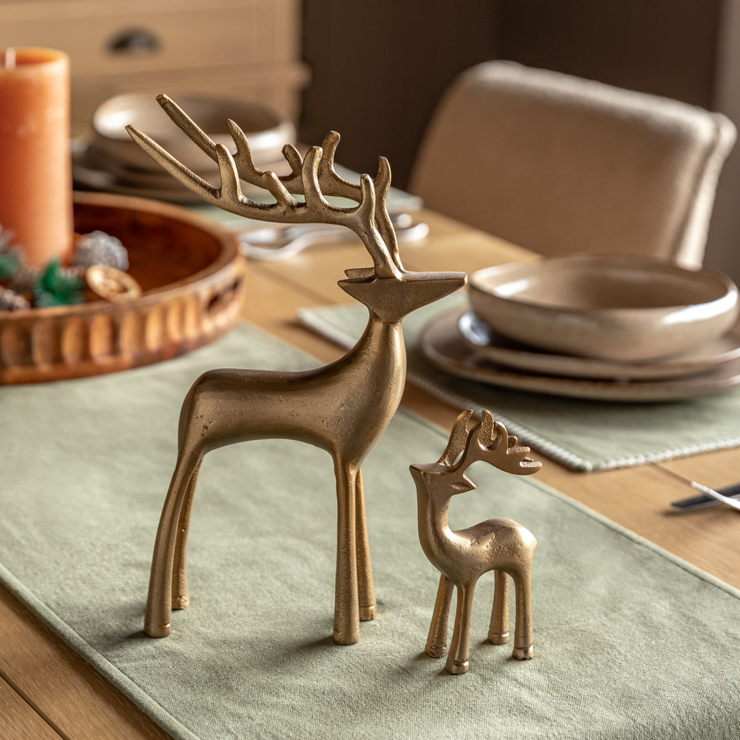 Woodland Set of 2 Metal Stags Gold