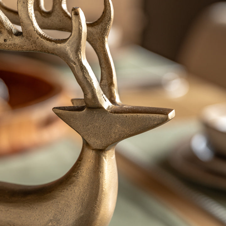 Woodland Set of 2 Metal Stags Gold
