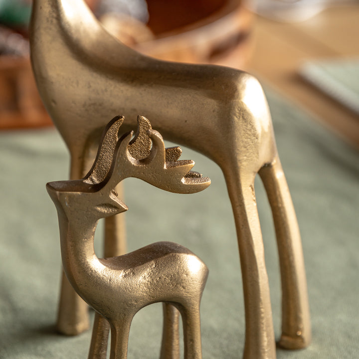 Woodland Set of 2 Metal Stags Gold